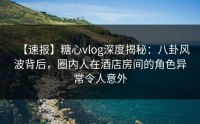 【速报】糖心vlog深度揭秘：八卦风波背后，圈内人在酒店房间的角色异常令人意外
