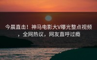 今晨直击！神马电影大V曝光整点视频，全网热议，网友直呼过瘾