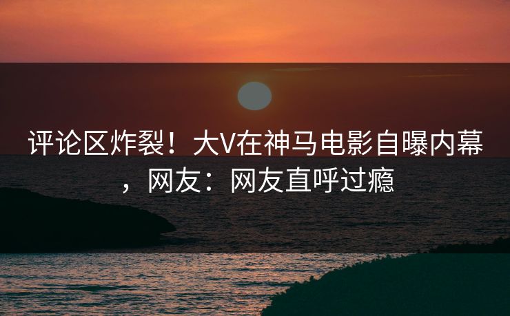 评论区炸裂！大V在神马电影自曝内幕，网友：网友直呼过瘾